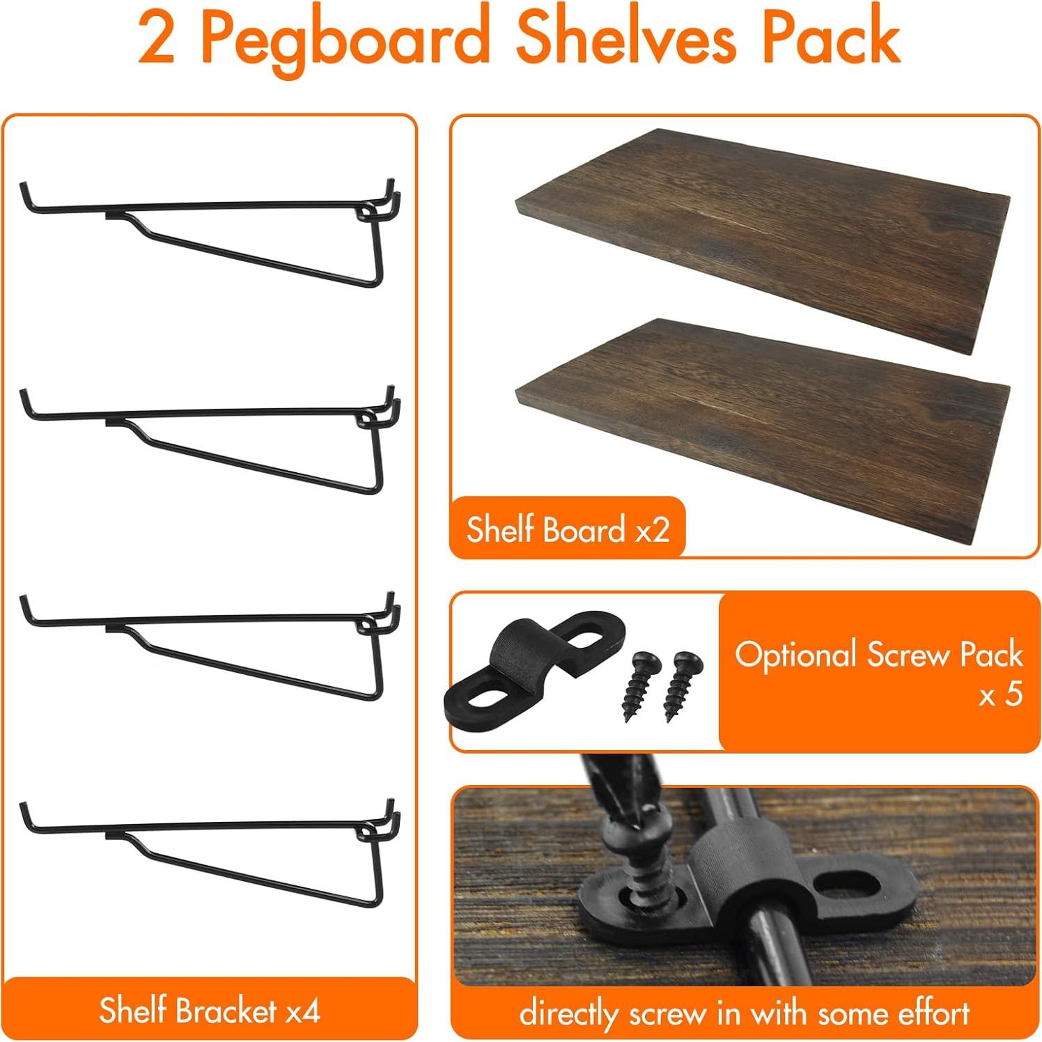 Estantes de Madera G.CORE 2 Pack para Tablero Perforado 36x18.5cm