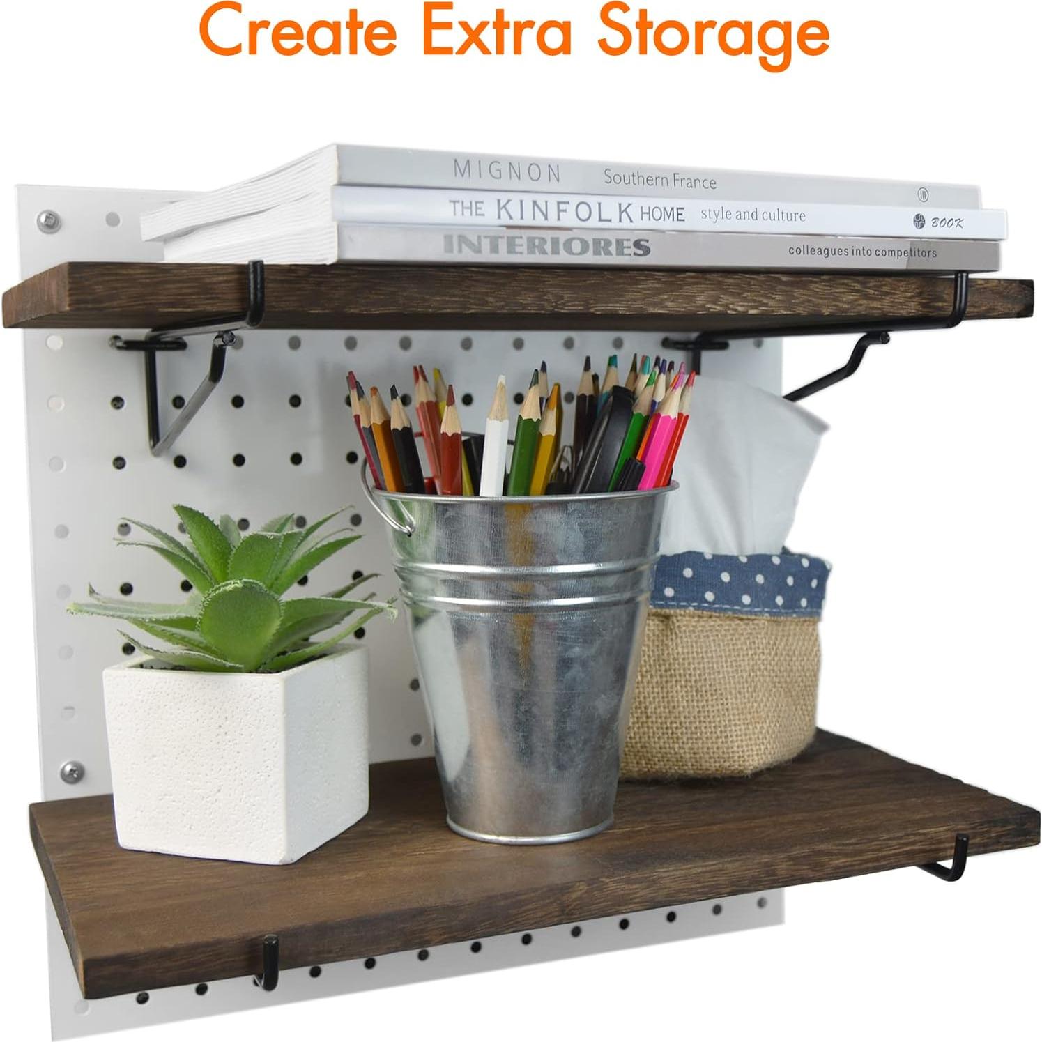 Estantes de Madera G.CORE 2 Pack para Tablero Perforado 36x18.5cm