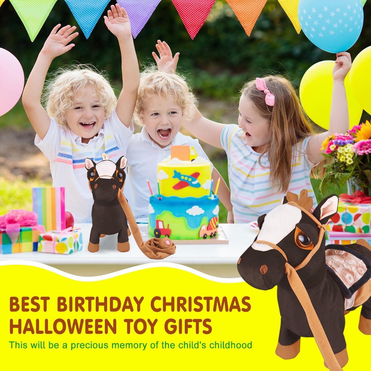 Pony de Peluche Interactivo Negro WANGLIANJIN 25,9 cm