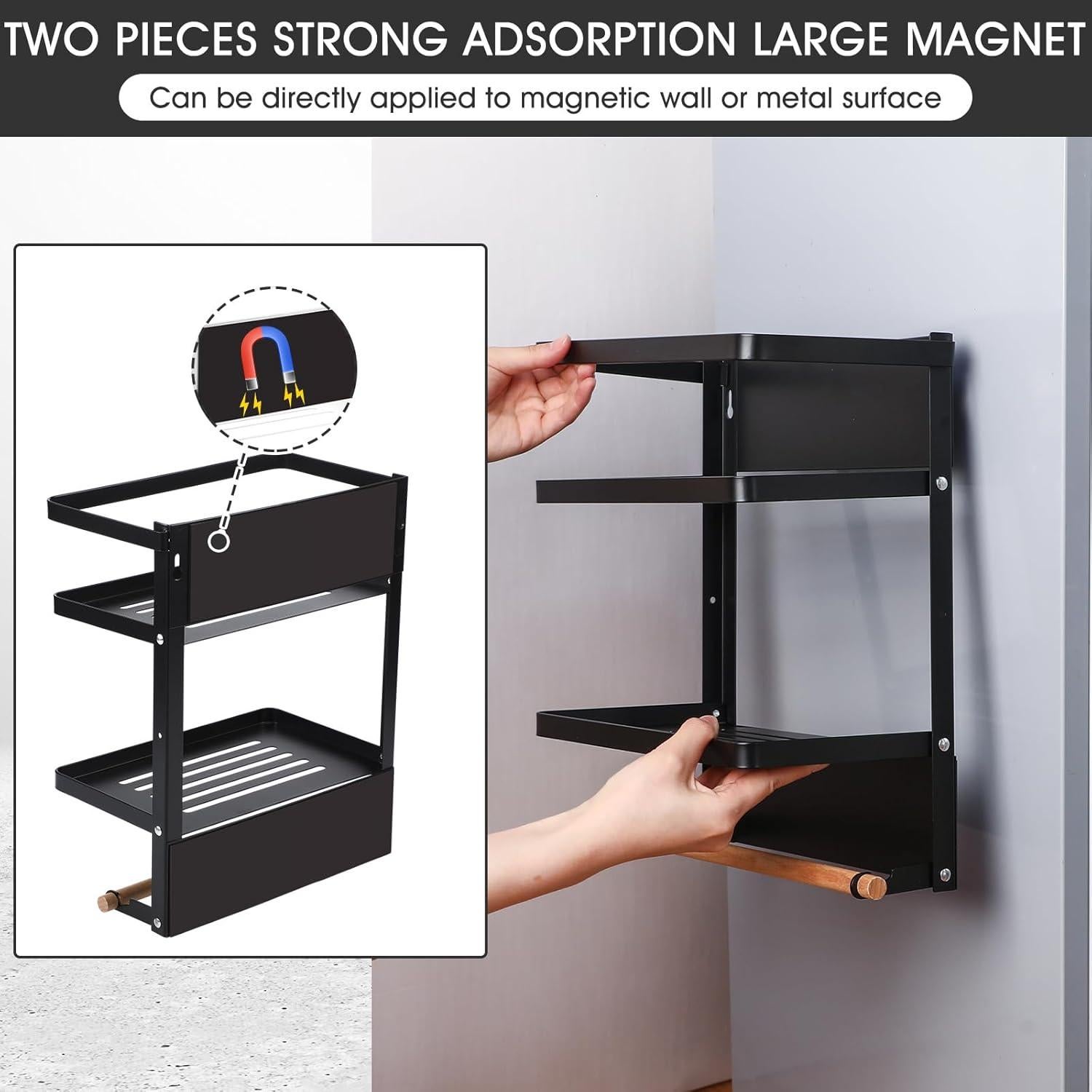 Estante Magnético Reallnaive para Mini Refrigerador Negro 24.9x15x31.5 cm