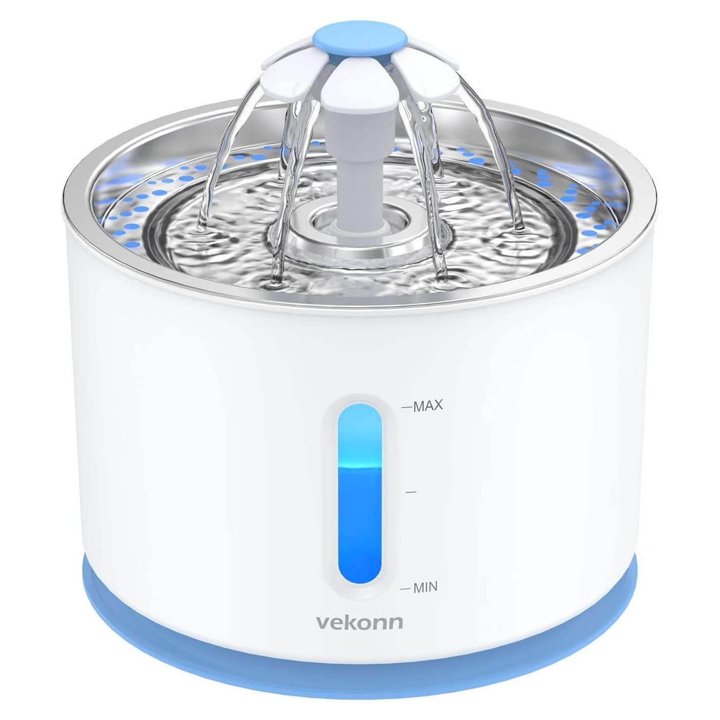 Fuente de Agua para Gatos y Perros Vekonn 2.4L Acero Inoxidable LED