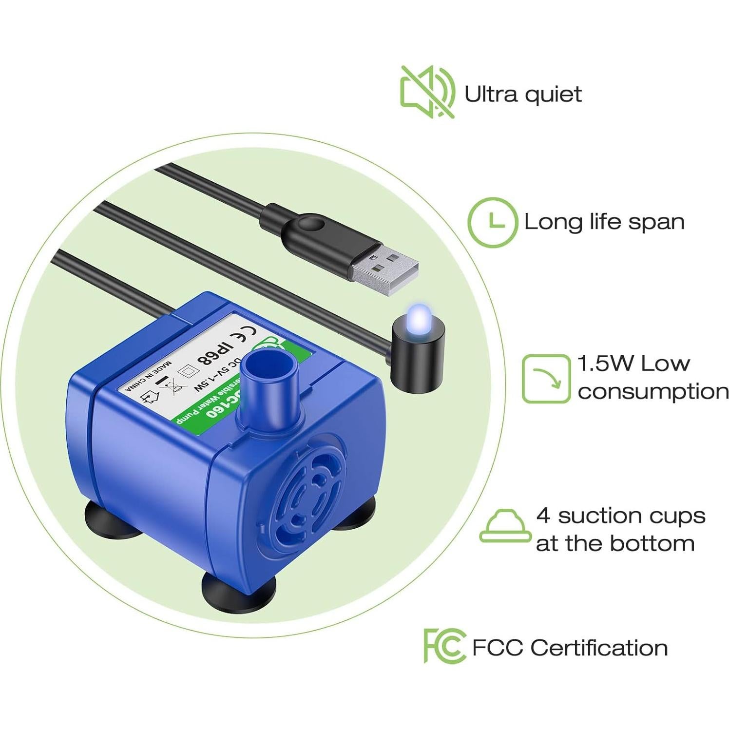 Fuente de Agua para Gatos y Perros Vekonn 2.4L Acero Inoxidable LED