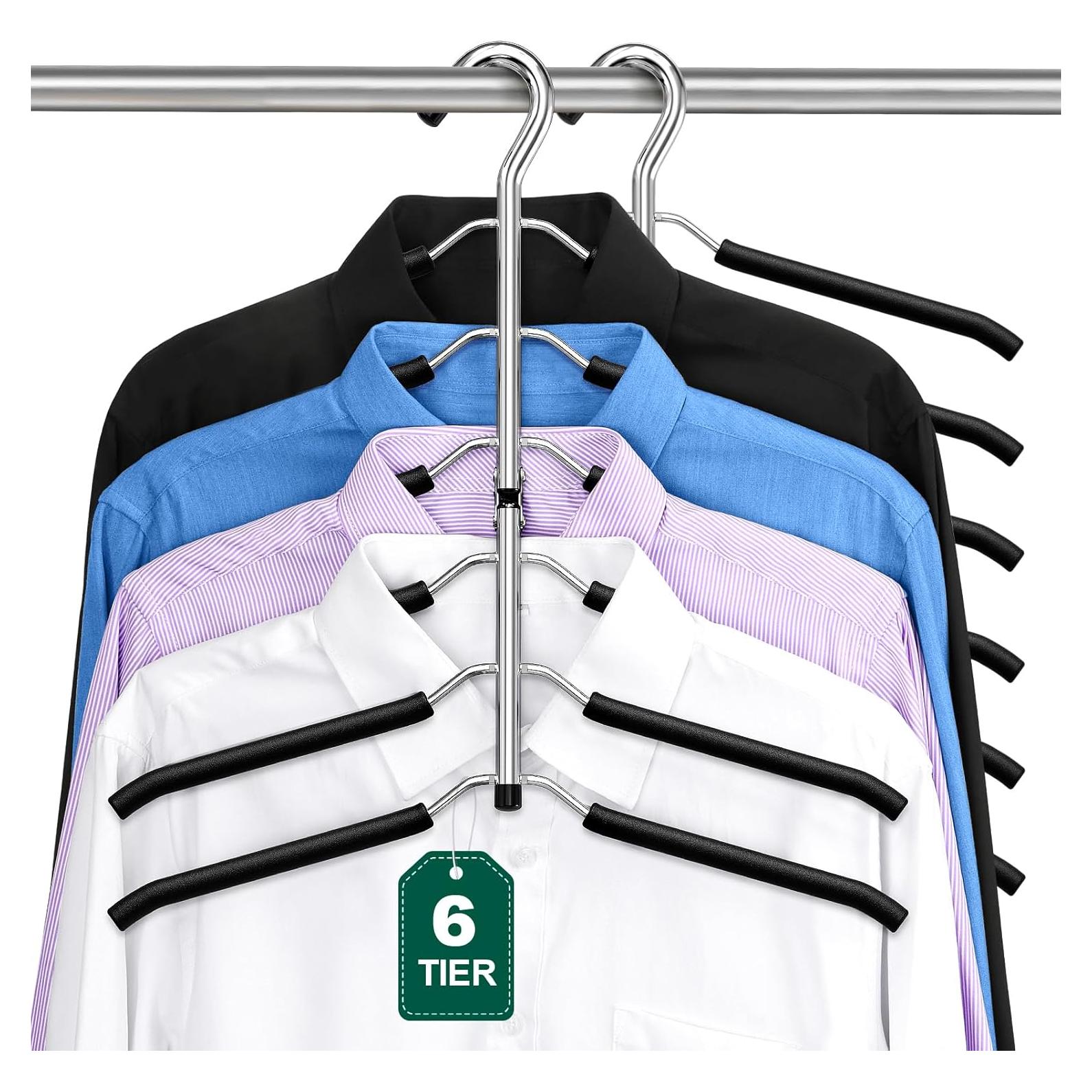 Perchas Ahorra Espacio DOIOWN 6 Niveles Antideslizantes 2 Pzas