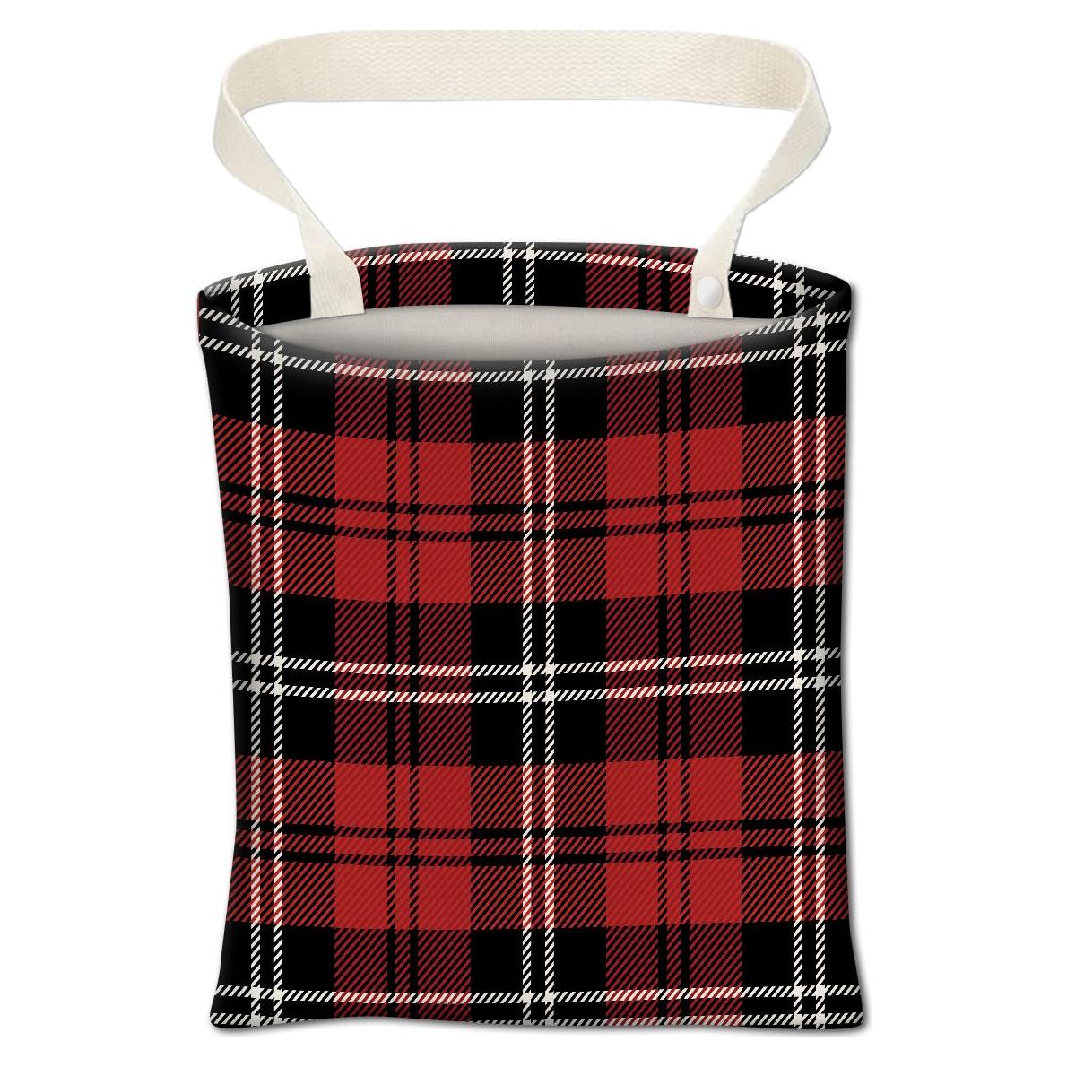 Basurero Colgante para Auto ABUIFDK Cuadrícula Negra y Roja