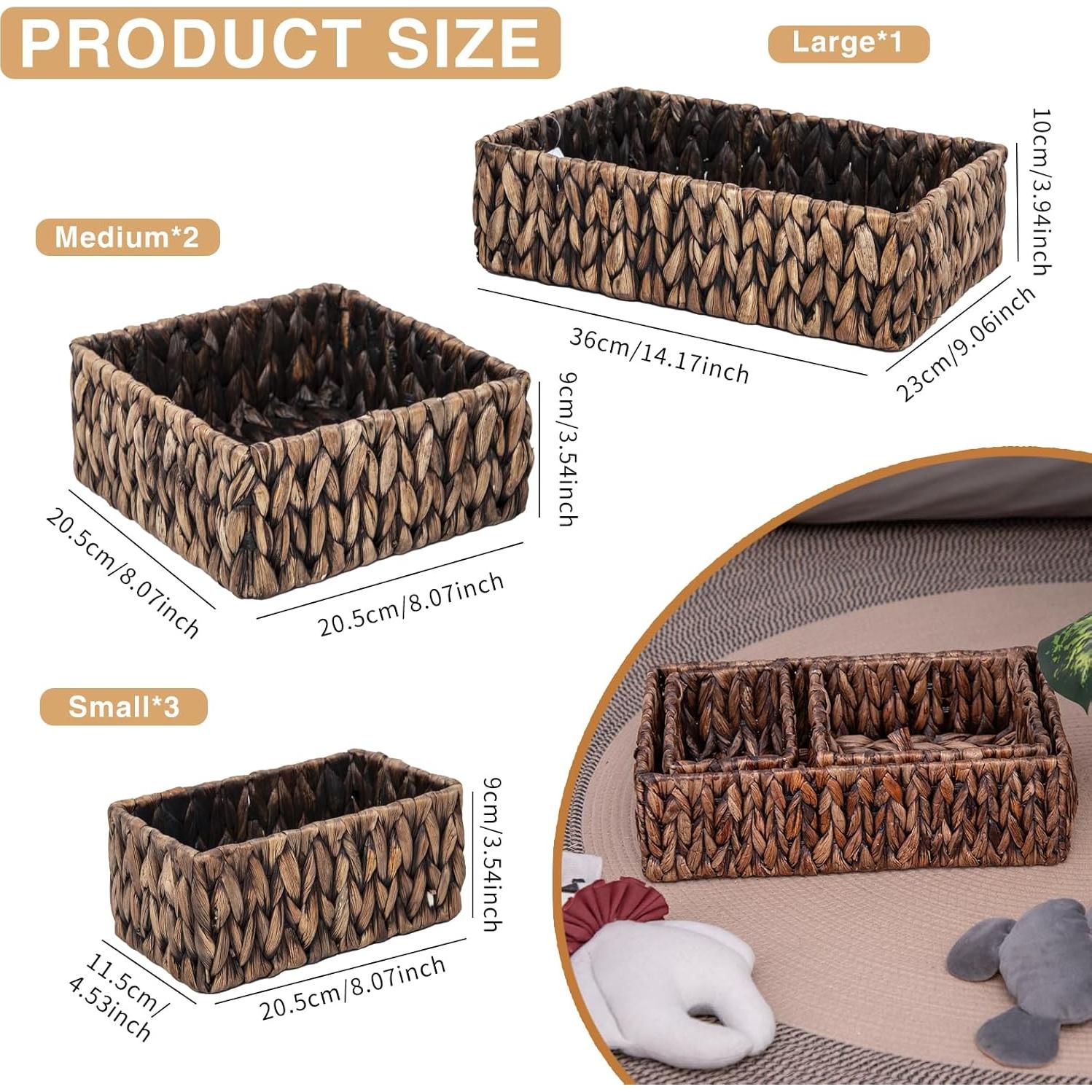 Juego de 3 Cestas de Almacenamiento MIZHICRAFT de Mimbre