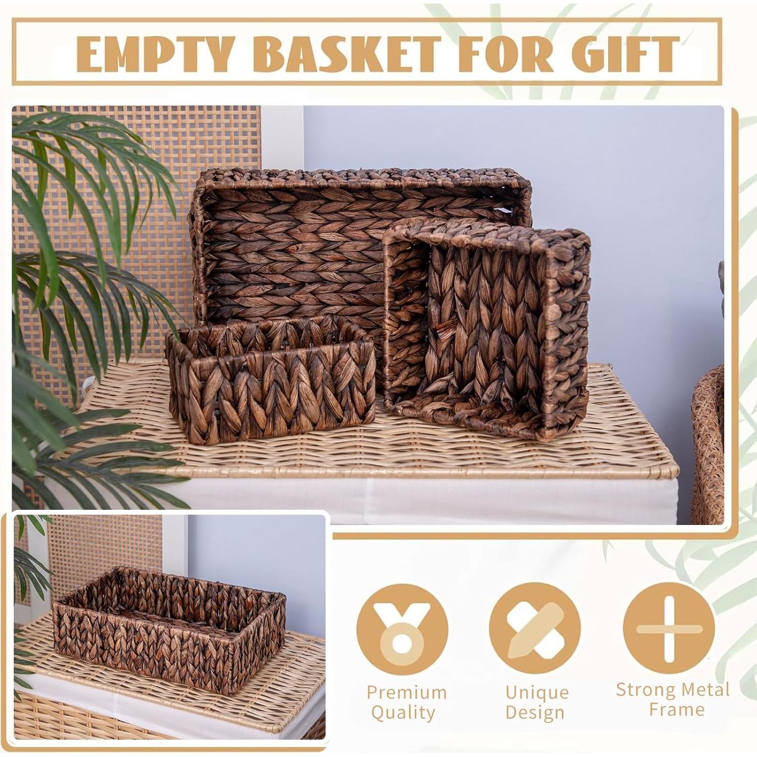 Juego de 3 Cestas de Almacenamiento MIZHICRAFT de Mimbre