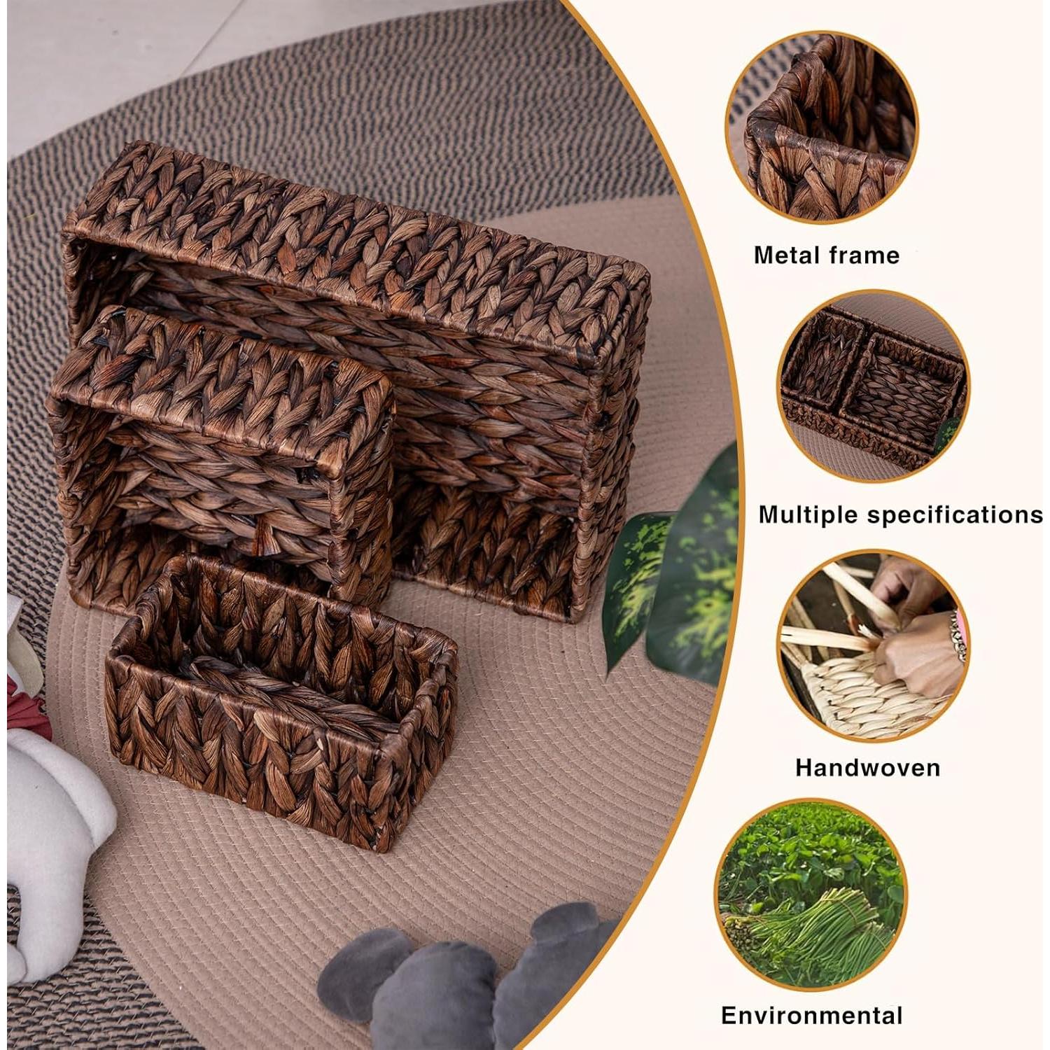 Juego de 3 Cestas de Almacenamiento MIZHICRAFT de Mimbre