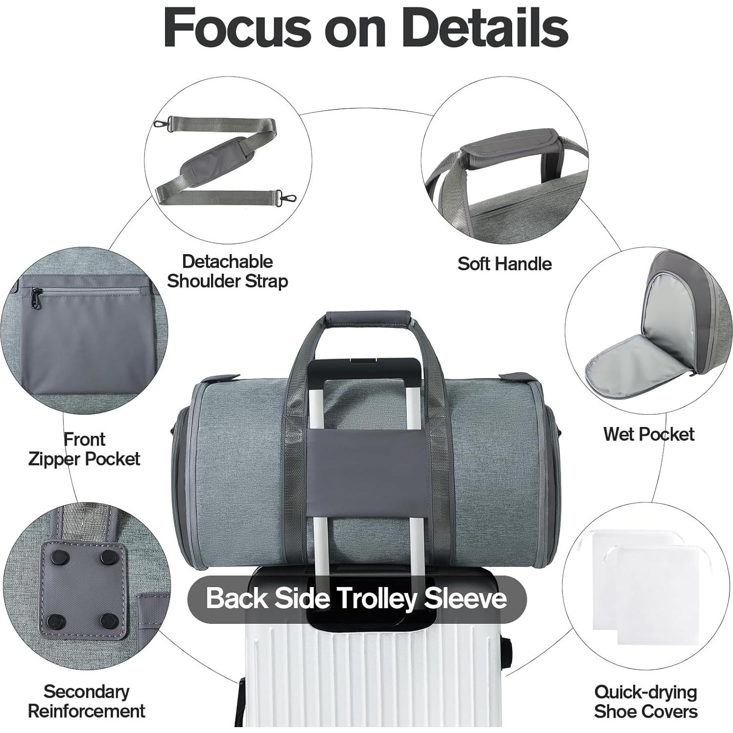 Bolsa de Ropa para Viaje Richeart Mediana Gris Oscuro 45L