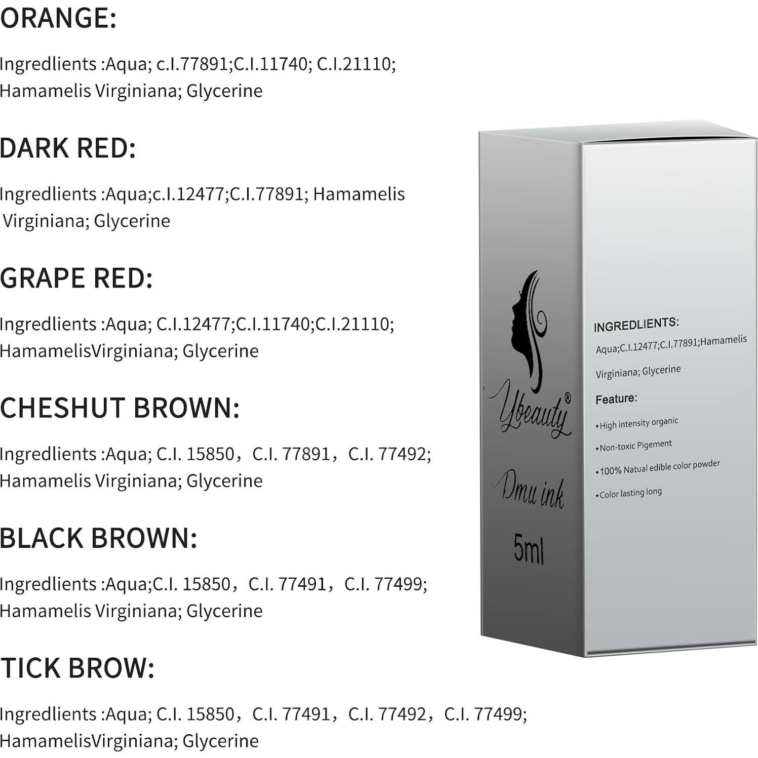 Pigmento Permanente Ybeauty para Cejas y Labios - 6 Colores