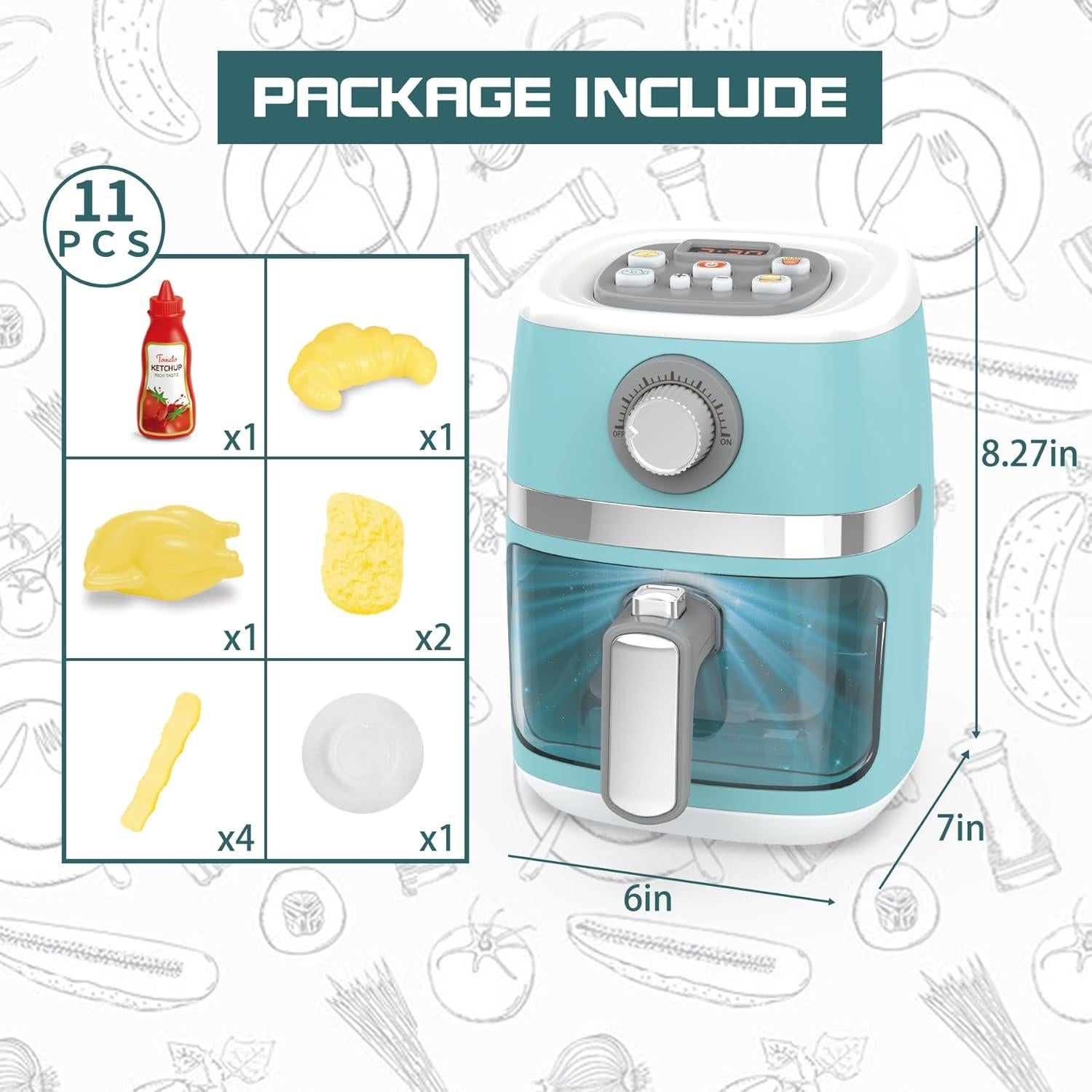 Set de Cocina Juguete Freidora de Aire Dudujoy 0.75 kg