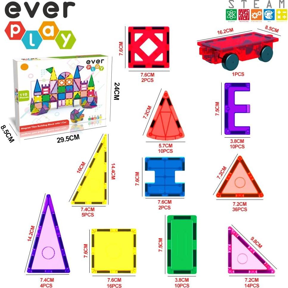 Conjunto de 110 Piezas de Azulejos Magnéticos Everplay