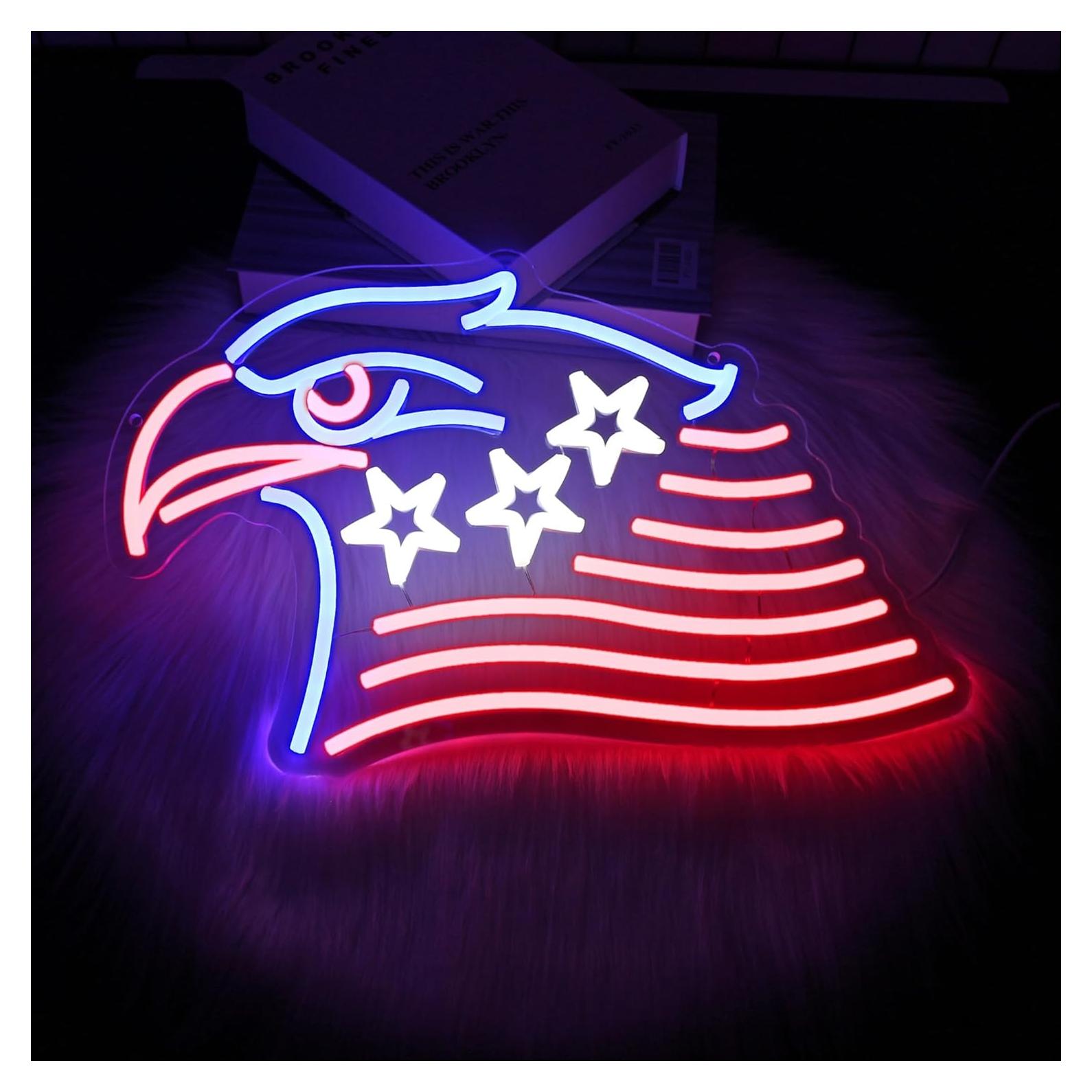 Luz de neón LED Whfobfe Águila Americana para decoración