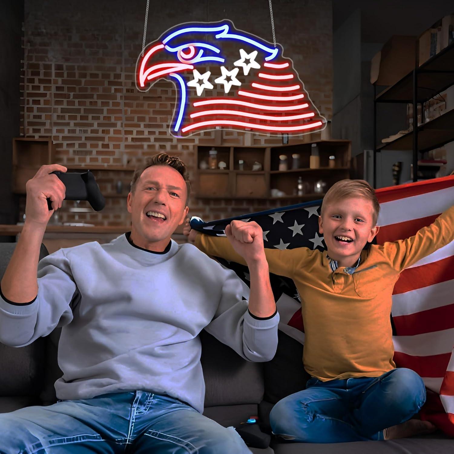 Luz de neón LED Whfobfe Águila Americana para decoración