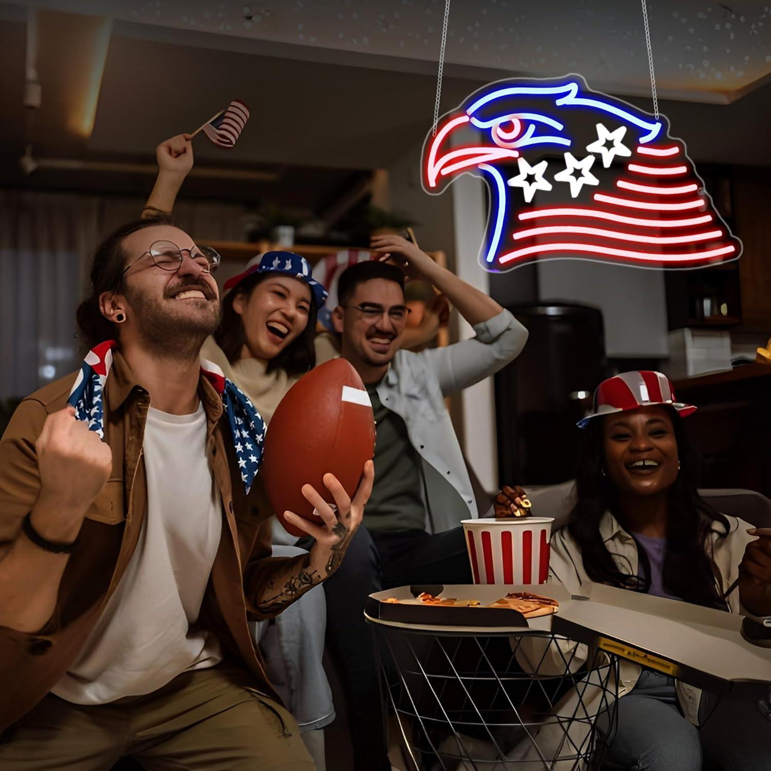 Luz de neón LED Whfobfe Águila Americana para decoración