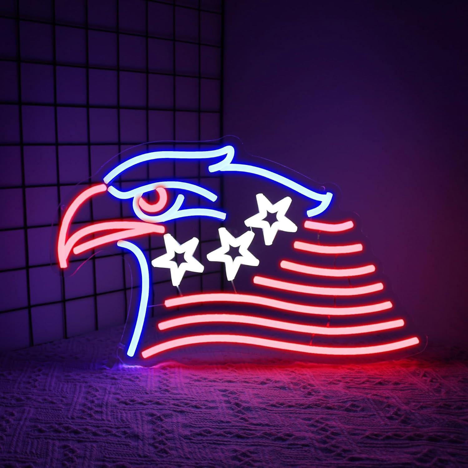 Luz de neón LED Whfobfe Águila Americana para decoración
