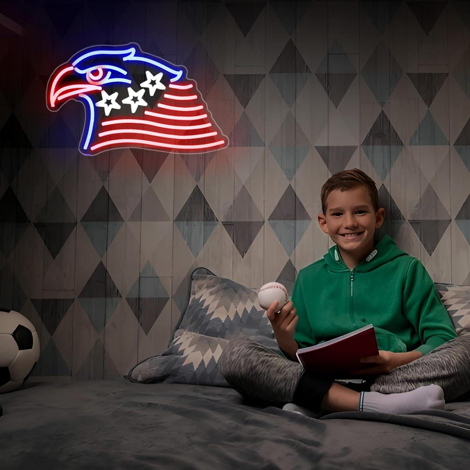 Luz de neón LED Whfobfe Águila Americana para decoración