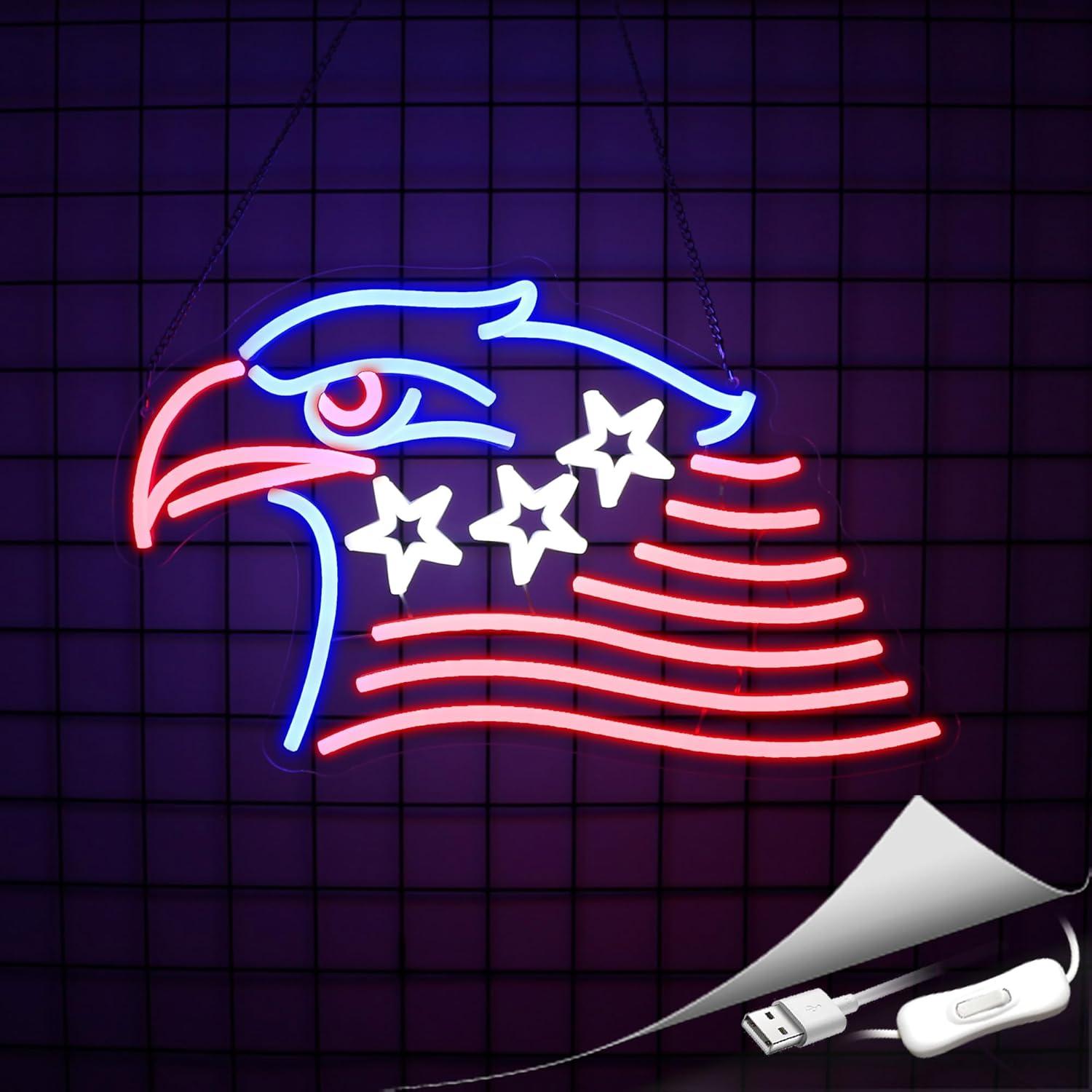 Luz de neón LED Whfobfe Águila Americana para decoración