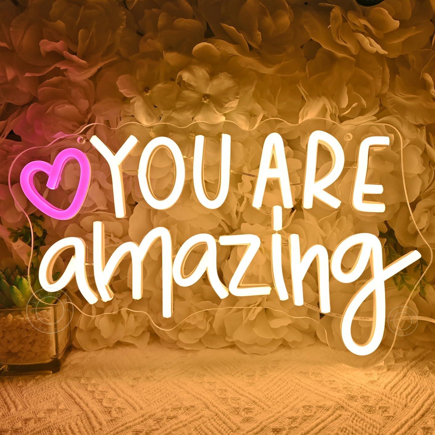 Letrero de Luz de Neón LED SYLHOME Corazón Eres Increíble 35.1x20.3cm