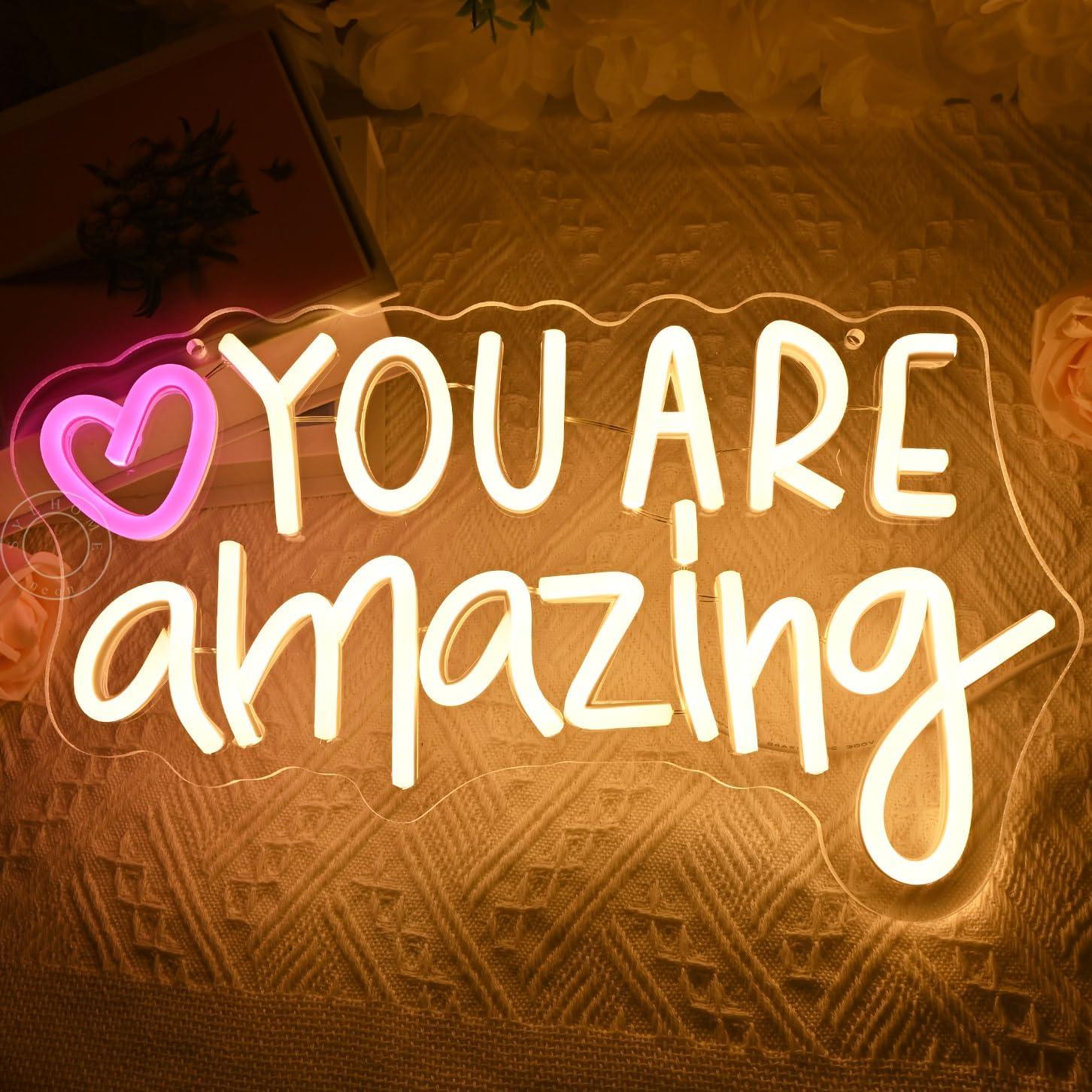 Letrero de Luz de Neón LED SYLHOME Corazón Eres Increíble 35.1x20.3cm