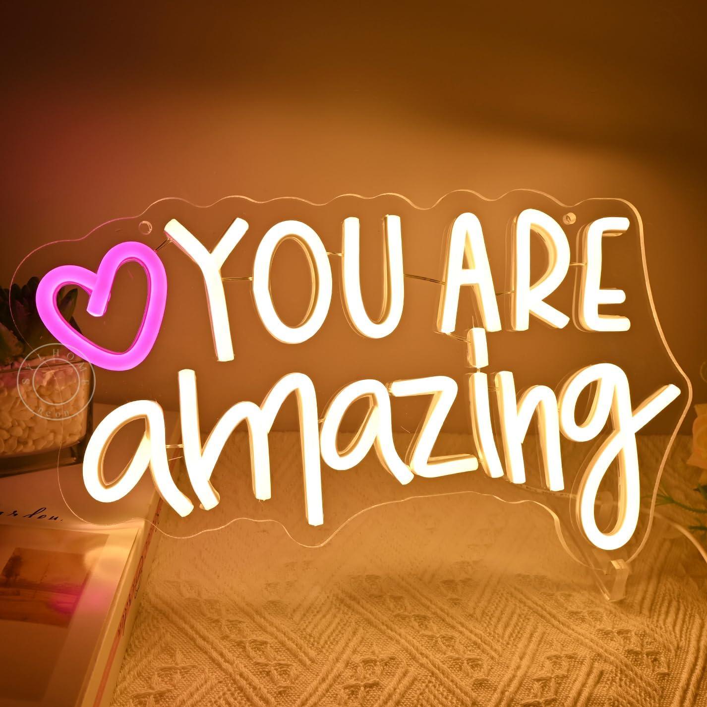 Letrero de Luz de Neón LED SYLHOME Corazón Eres Increíble 35.1x20.3cm
