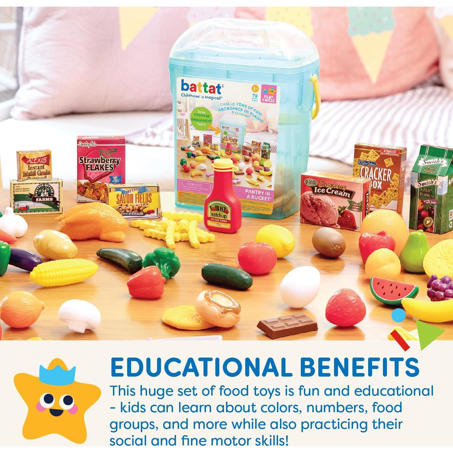 Comida de Juguete Play Circle - Despensa en Balde 79 Pzs