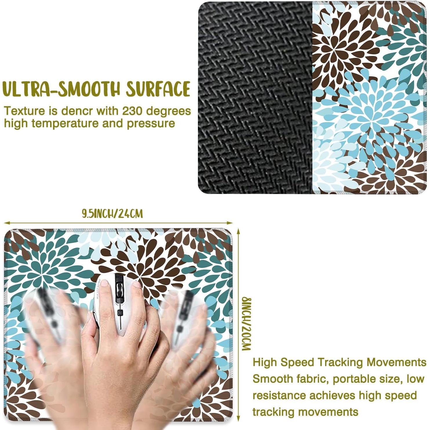 Alfombrilla de Ratón Ghatobty Floral Negra Azul 24.1x20.3 cm