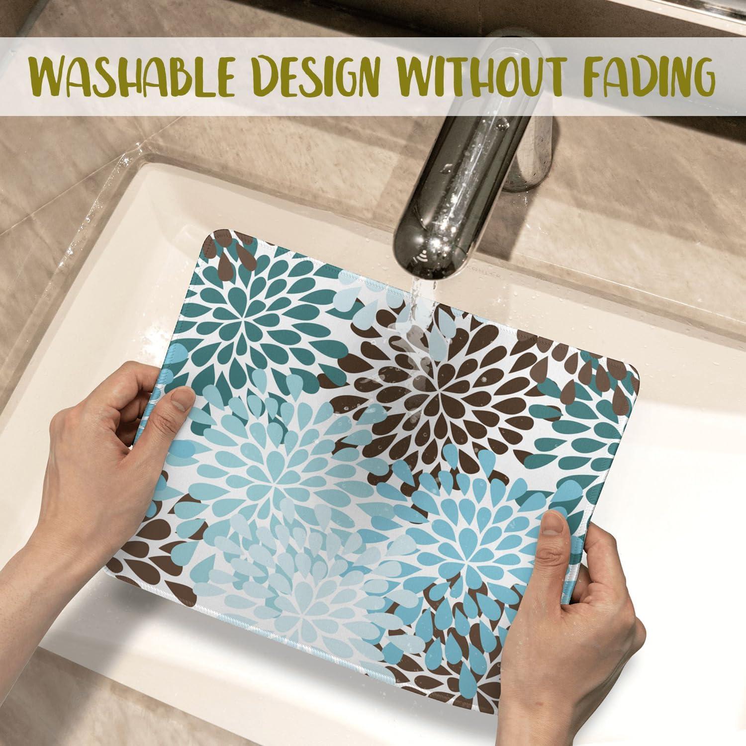 Alfombrilla de Ratón Ghatobty Floral Negra Azul 24.1x20.3 cm