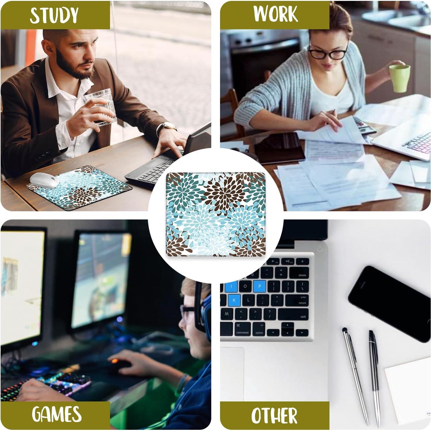 Alfombrilla de Ratón Ghatobty Floral Negra Azul 24.1x20.3 cm