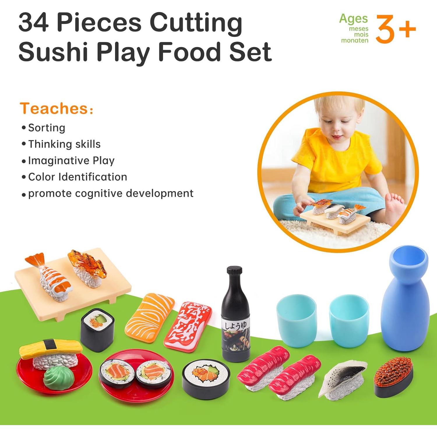 Juego de Comida de Sushi 34 Piezas Funpynani Luz LED