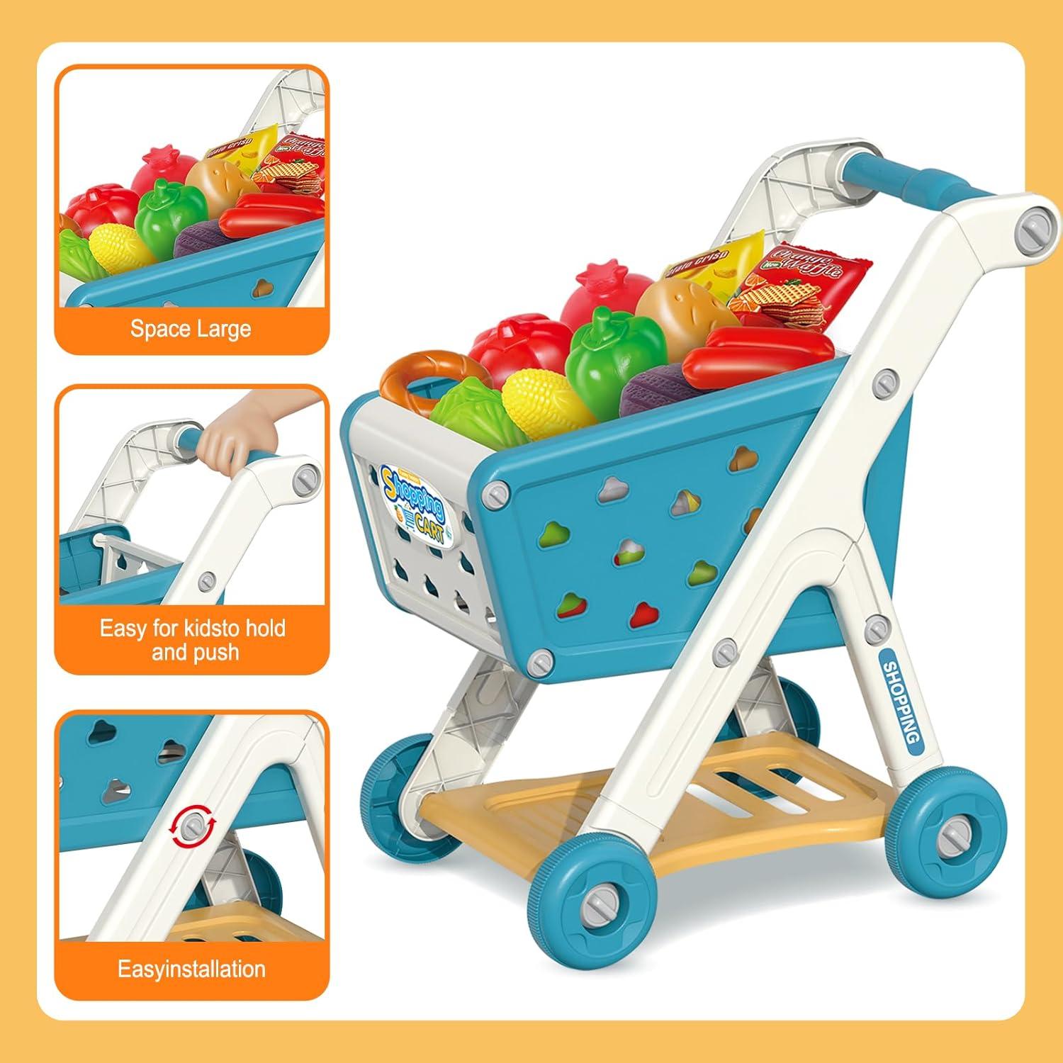Carrito de Compras Yalujumb con Registradora y Comida 80 PCS