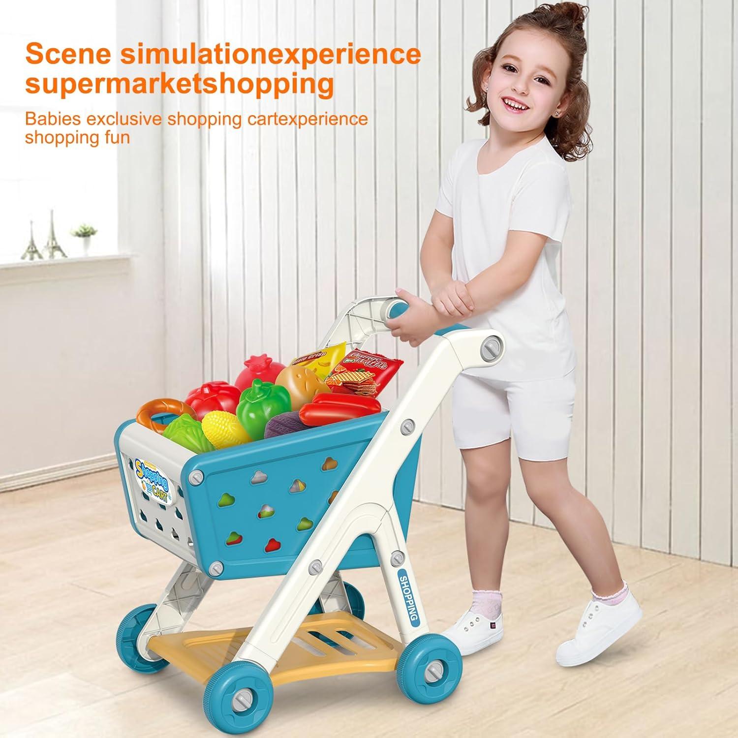 Carrito de Compras Yalujumb con Registradora y Comida 80 PCS