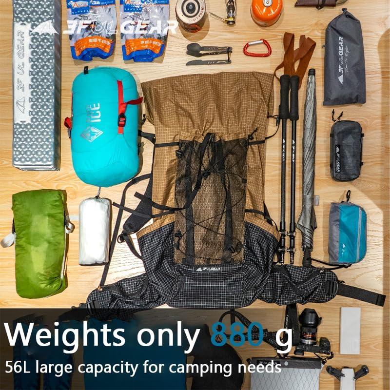 Mochila de Senderismo 56L 3F UL GEAR Ligera y Transpirable
