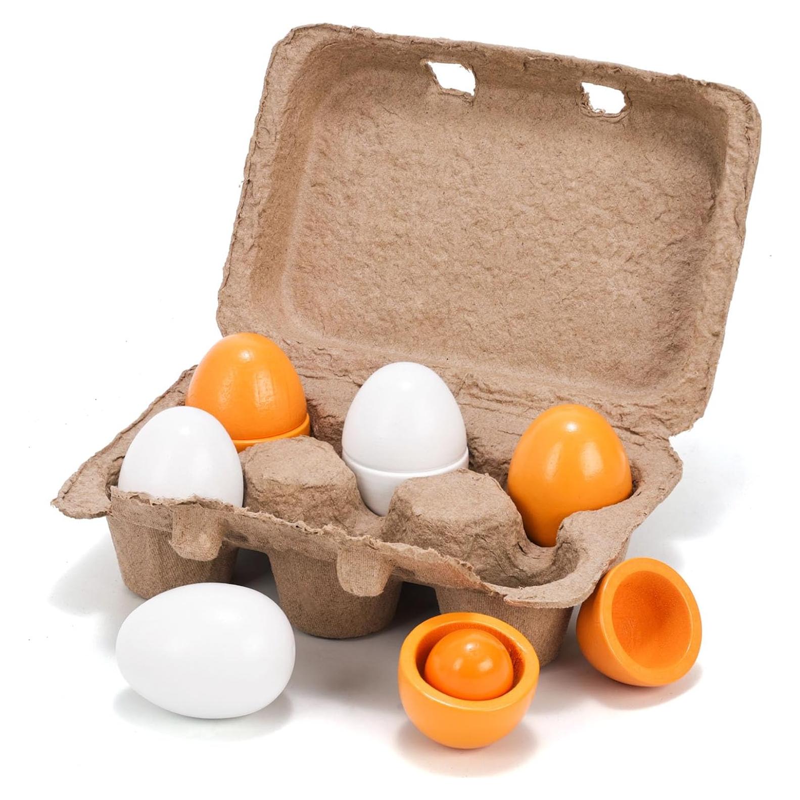 Juguetes de Comida de Juego HANSGO 6 PCS Huevos de Madera