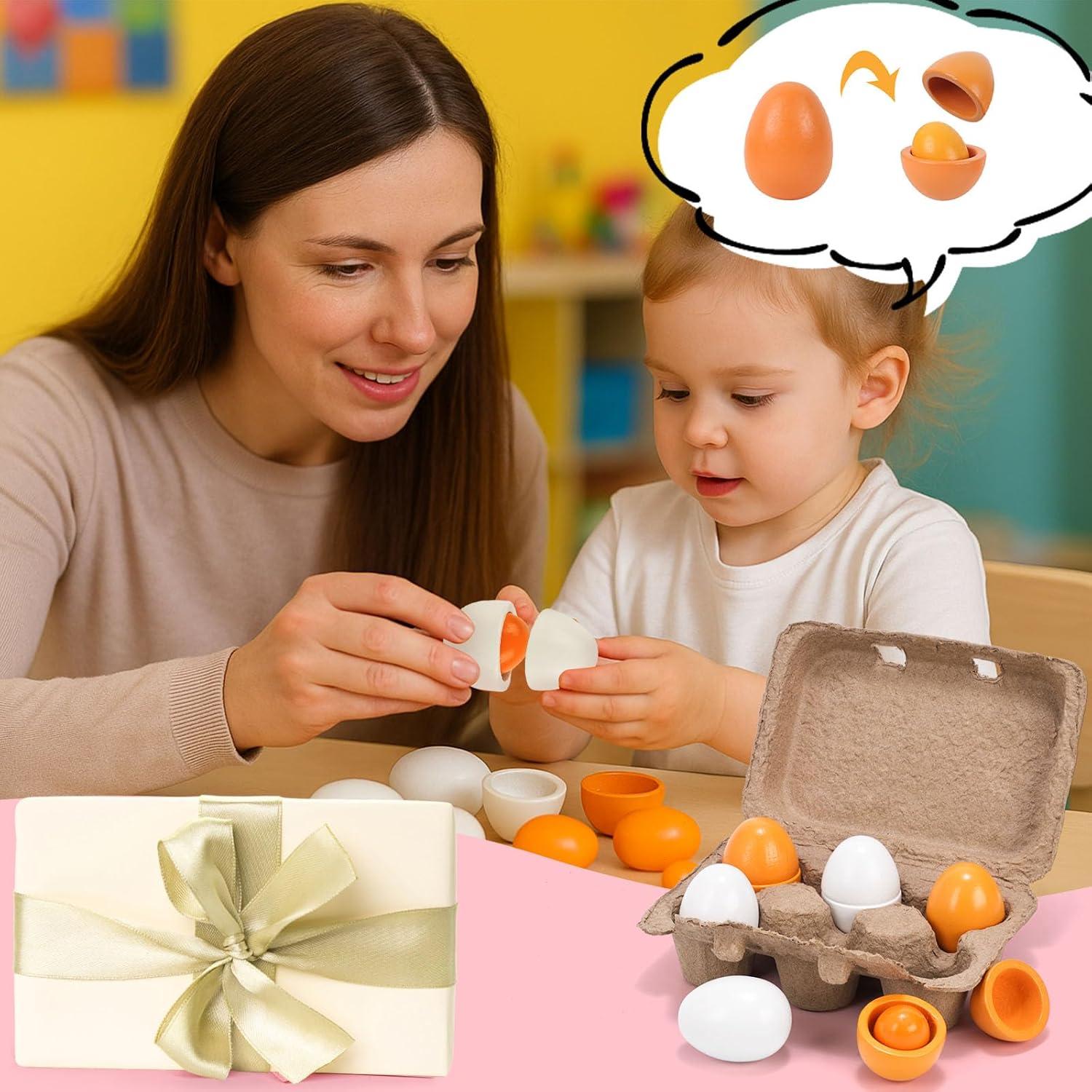 Juguetes de Comida de Juego HANSGO 6 PCS Huevos de Madera