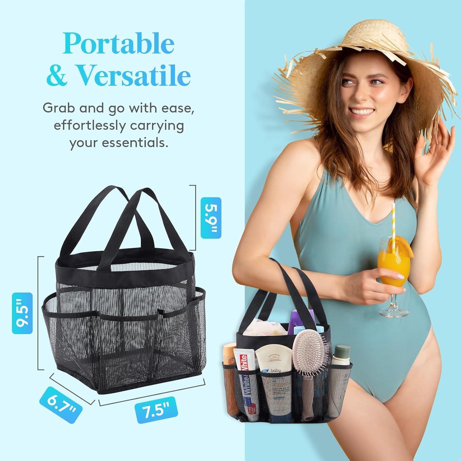 Bolsa de Ducha Portátil Lifewit Negra, Caddy de Malla 19x17x24cm