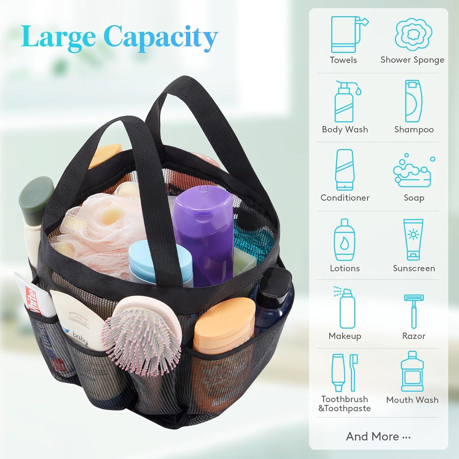 Bolsa de Ducha Portátil Lifewit Negra, Caddy de Malla 19x17x24cm