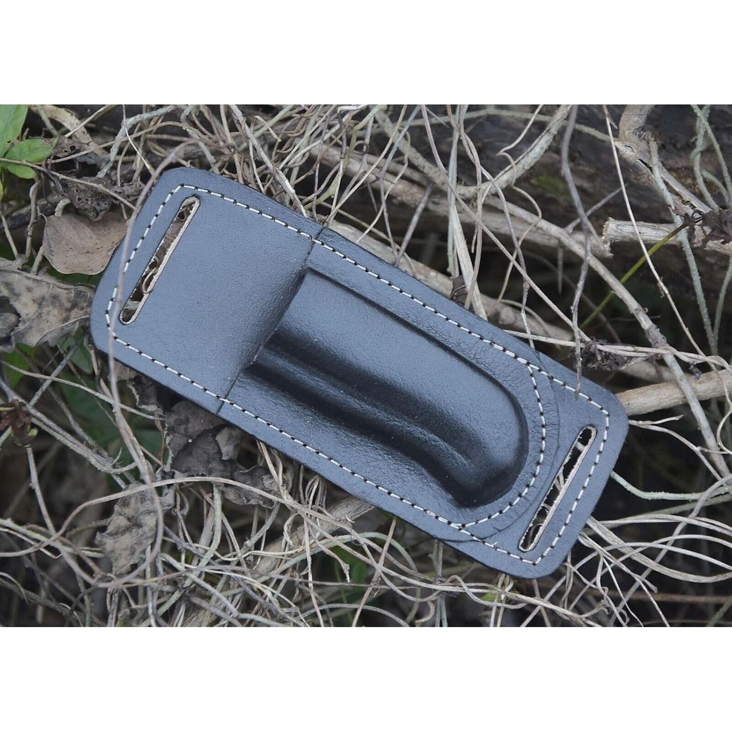 Funda de Cuchillo Plegable SHARD de Cuero Negro 12.7 cm