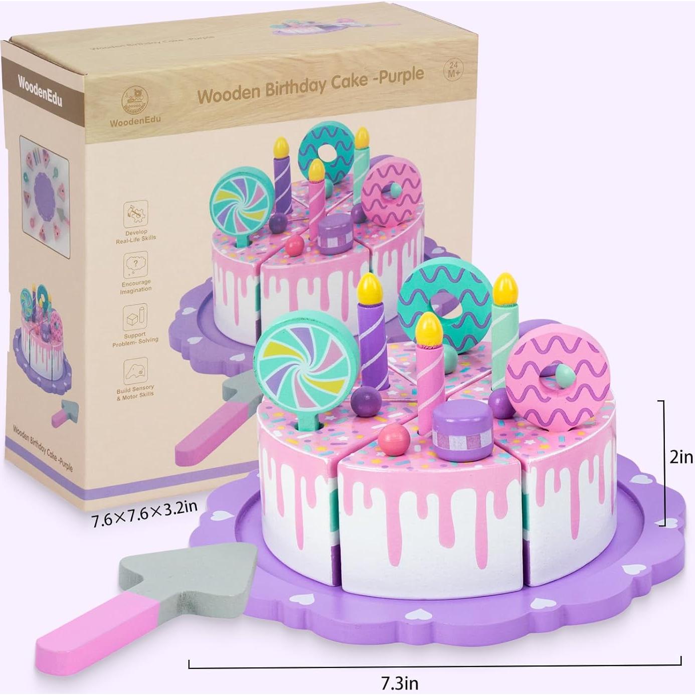 Juguete de Pastel de Madera WoodenEdu para Niños 1-3 Años