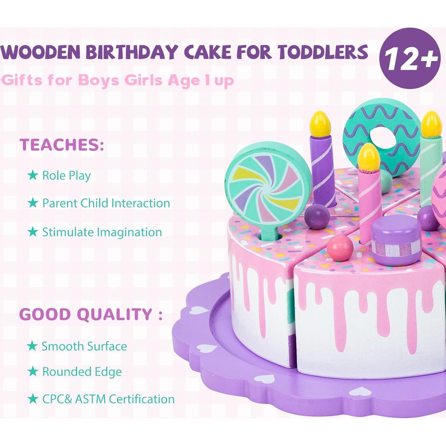 Juguete de Pastel de Madera WoodenEdu para Niños 1-3 Años