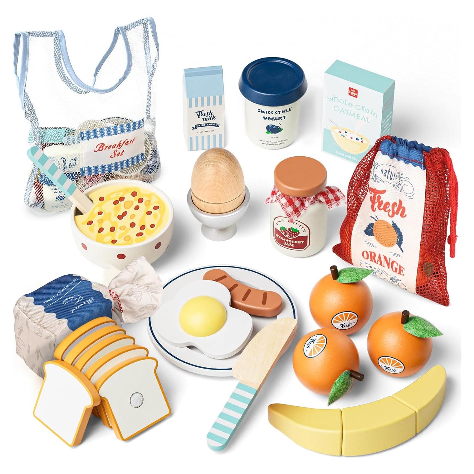 Juego de Comida de Madera Lehoo Castle - Frutas y Huevos