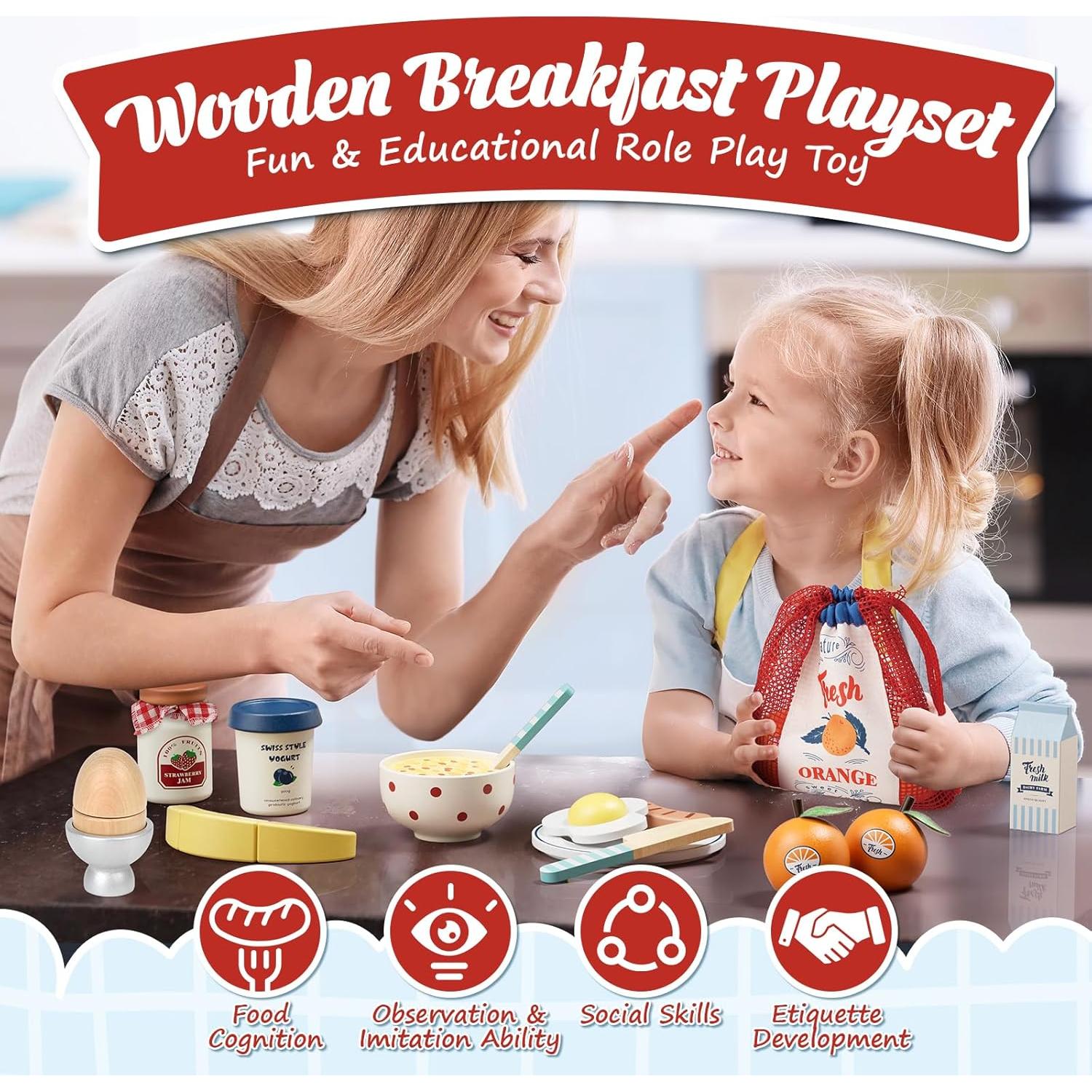 Juego de Comida de Madera Lehoo Castle - Frutas y Huevos