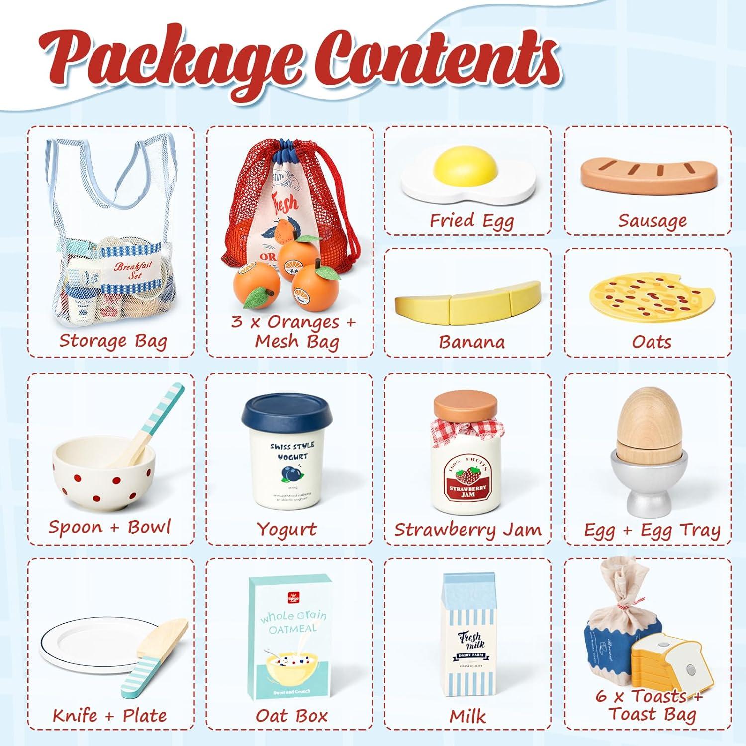 Juego de Comida de Madera Lehoo Castle - Frutas y Huevos