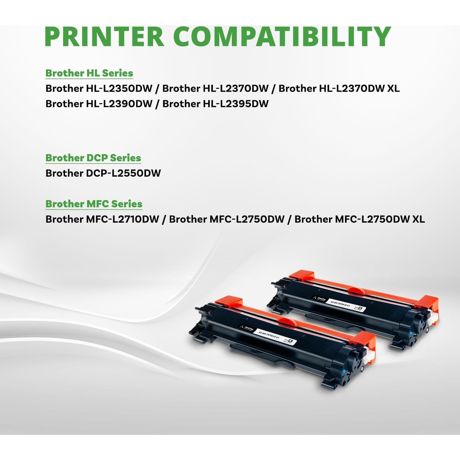 Tóner ApexZag TN760 para impresora Brother - 2 Paquete, 3000 Páginas