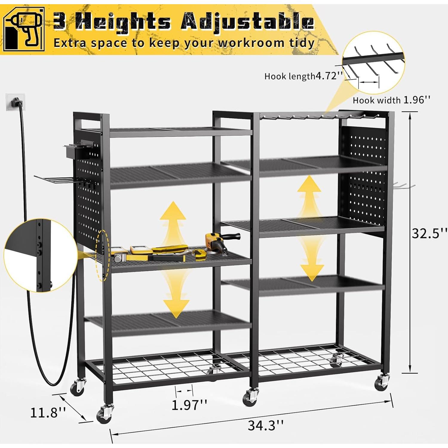 Carro Organizador de Herramientas Eléctricas Xankzi 6 Niveles Negro