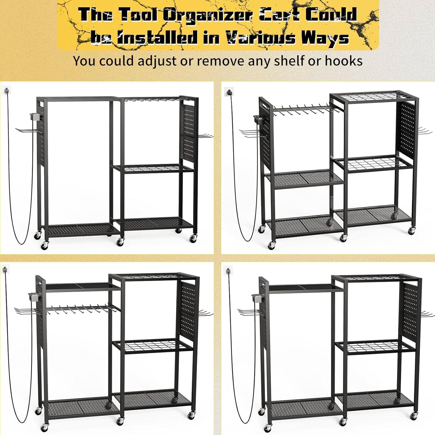 Carro Organizador de Herramientas Eléctricas Xankzi 6 Niveles Negro