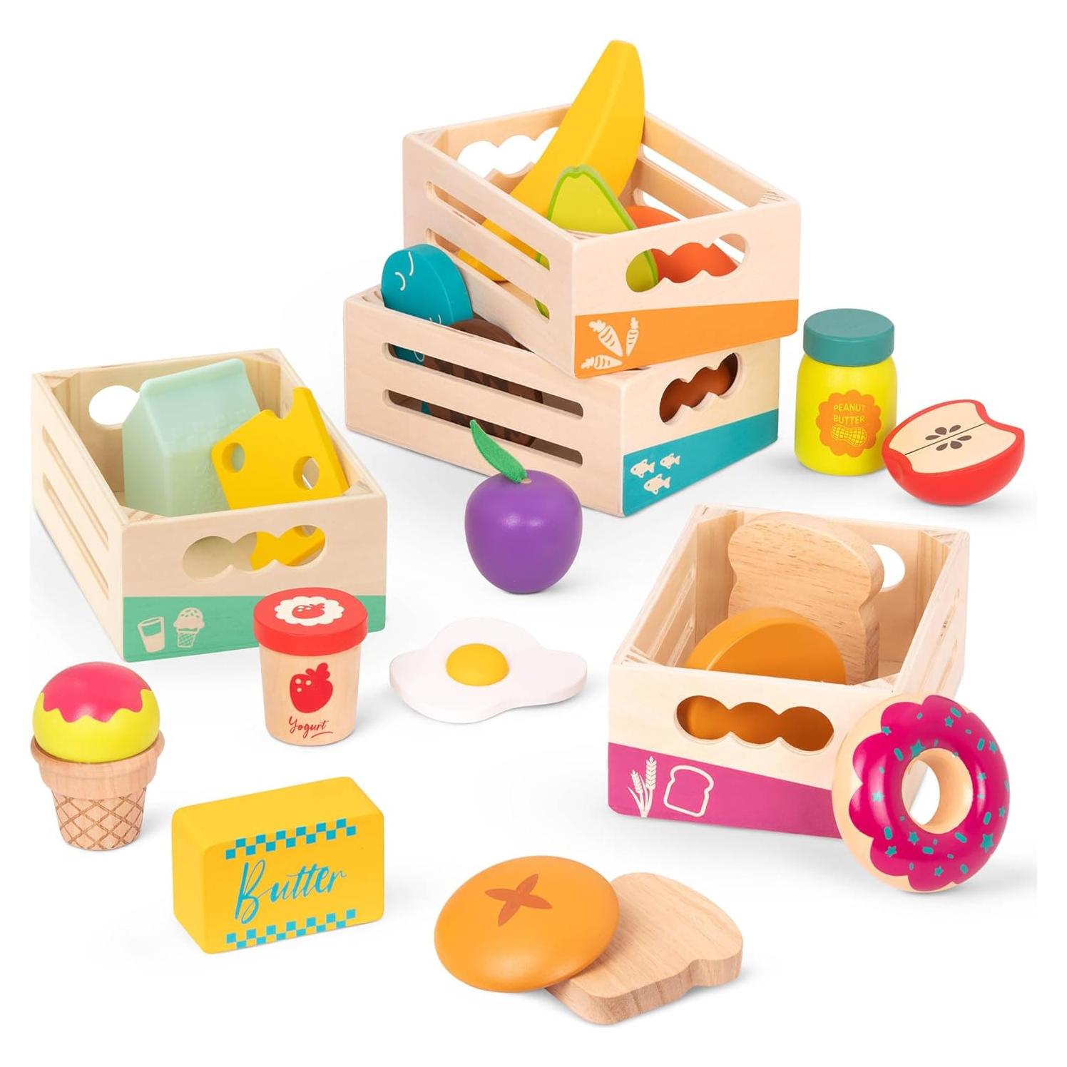 B. toys Juego de Comida de Madera 24 Piezas 3 Años+