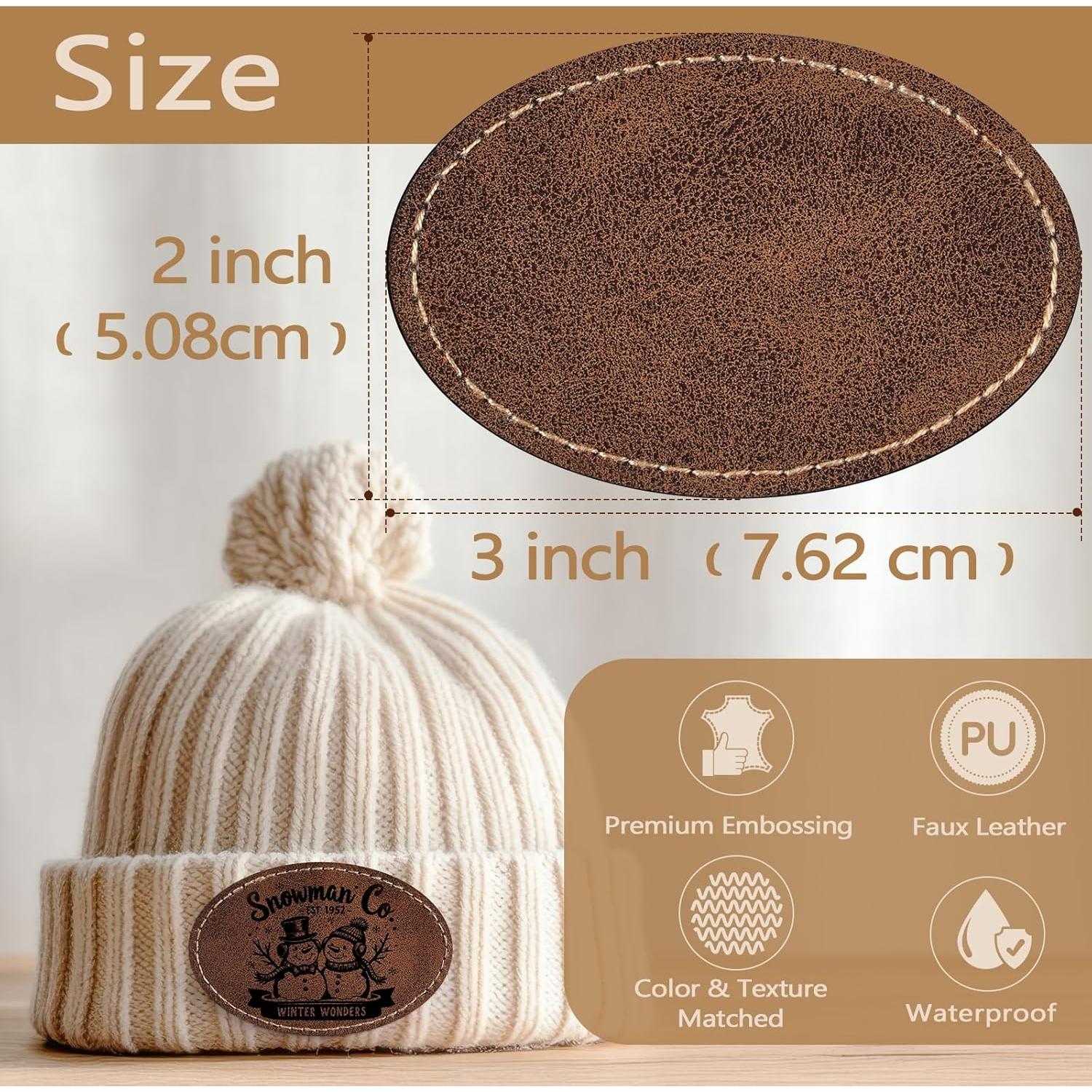 Paquete de 40 Parches Ovalados de Cuero Sintético MAPRIAL 7.6x5.1cm