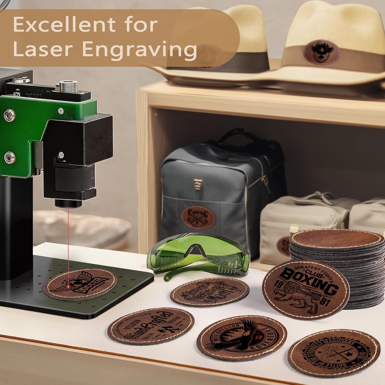 Paquete de 40 Parches Ovalados de Cuero Sintético MAPRIAL 7.6x5.1cm