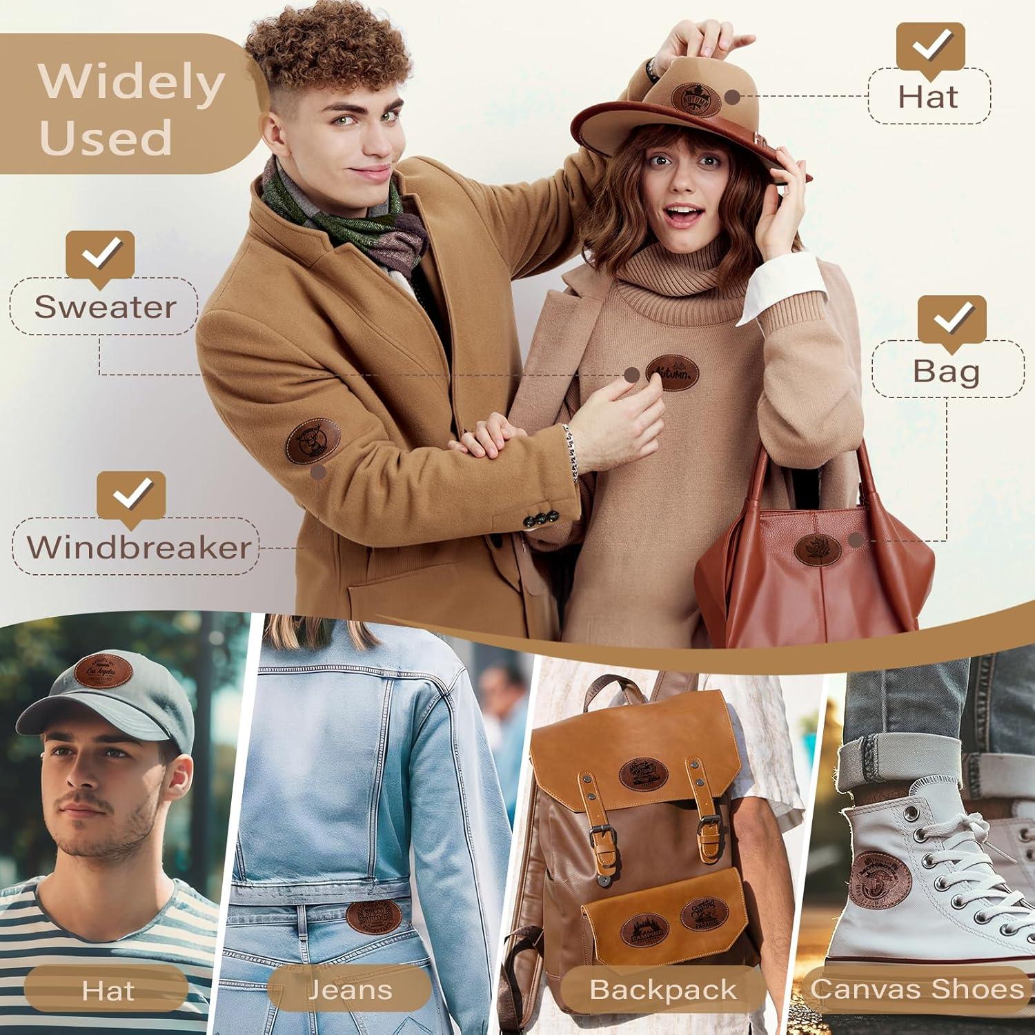 Paquete de 40 Parches Ovalados de Cuero Sintético MAPRIAL 7.6x5.1cm