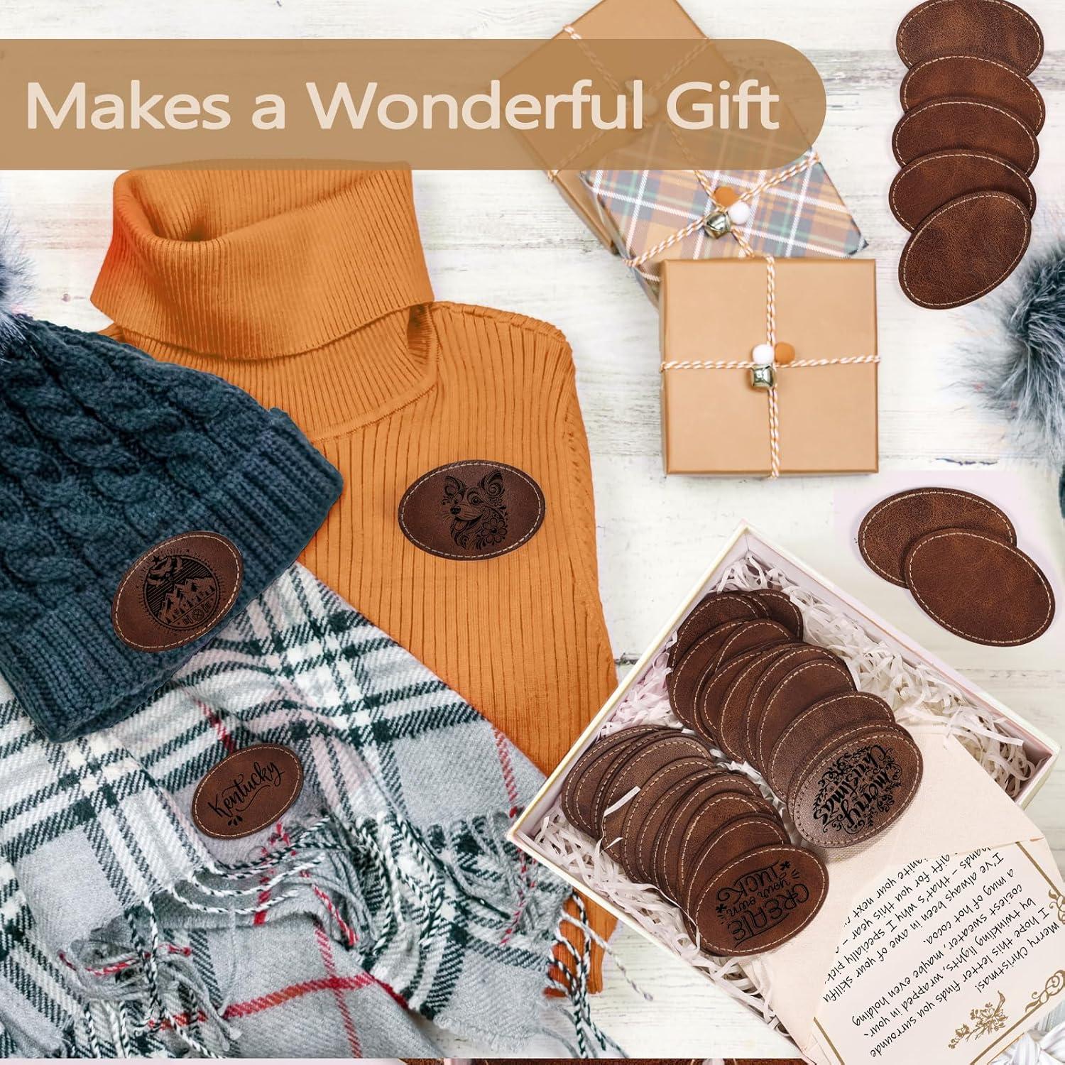 Paquete de 40 Parches Ovalados de Cuero Sintético MAPRIAL 7.6x5.1cm